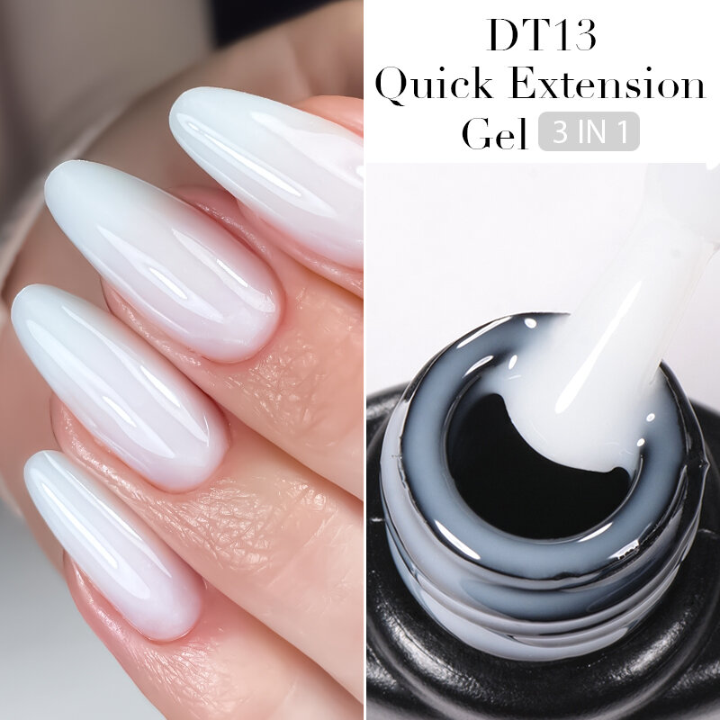 MEET ACROSS 7ml Milk White Pink Quick Extension Nail Gel Polish 3 In 1 Semi Permanent Soak Off UV Gel Varnish Nail Art Manicure