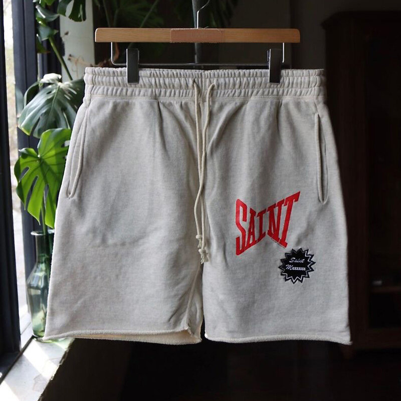 Pantalones cortos de Saint Michael para hombre y mujer, Shorts de algodón de alta calidad, holgados, clásicos, con letras y Logo impreso, 24SS