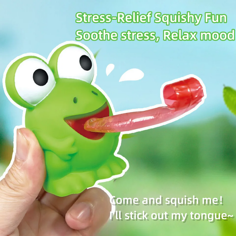 Juguete divertido de dinosaurio de rana que cuelga de la lengua, juguete para apretar y descomprimir con silbato, novedoso, regalo creativo e interesante para niños
