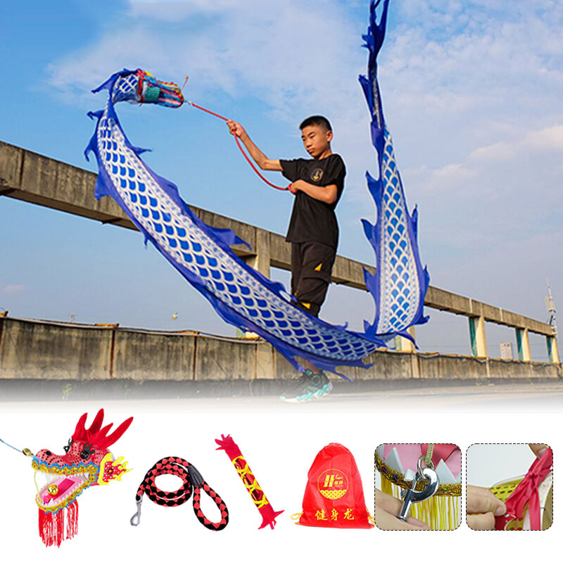 Accesorios de baile de dragón de estilo chino para niños, Festival de carnaval, Año Nuevo Chino, actuación cuadrada, accesorios de práctica divertidos, 3/5M