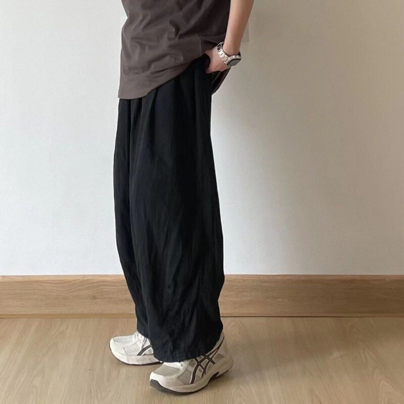 Deeptown celana longgar Vintage, celana panjang longgar Harajuku abu-abu gaya Jepang 2000s Y2k musim semi wanita 2024 kasual kaki lebar Korea