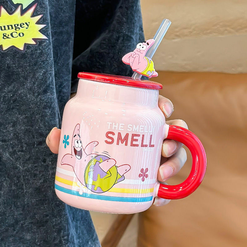 400ML Cartoon SpongeBob Patrick Star Creative Mug Cute Coffee Tea Milk Mugs Cups with Handle Novelty Home Office Birthday Gifts