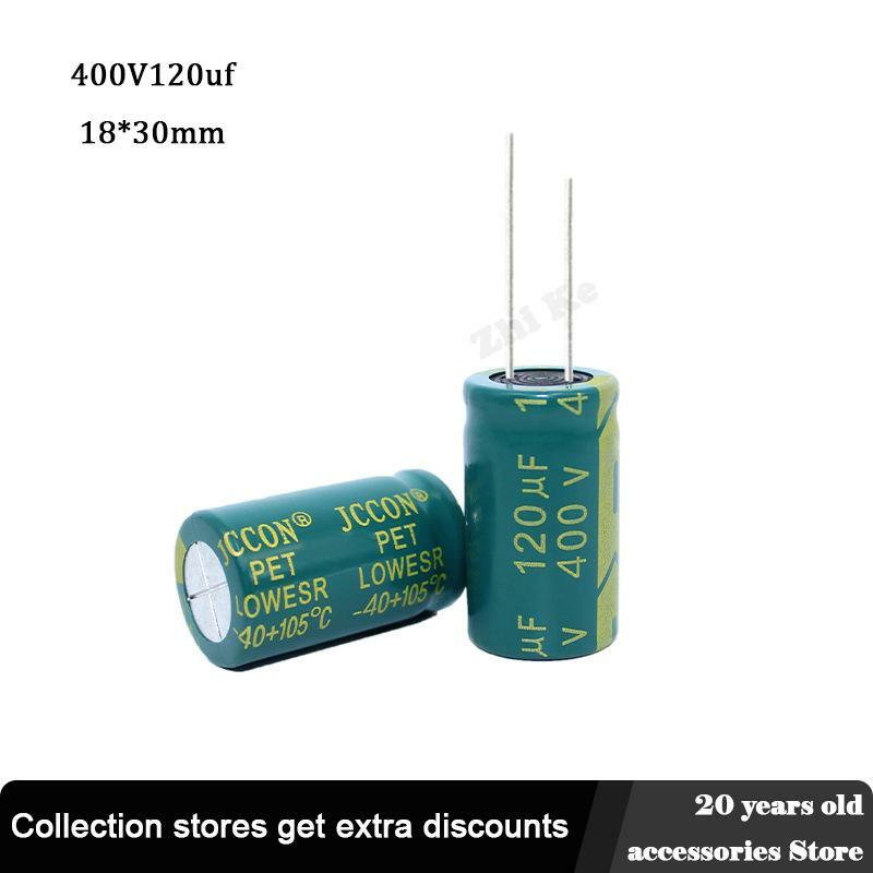 6 pces 400 v 120 uf 18*30mm baixo capacitor eletrólito de alumínio esr 120 uf 400 v capacitores elétricos de alta frequência 20%