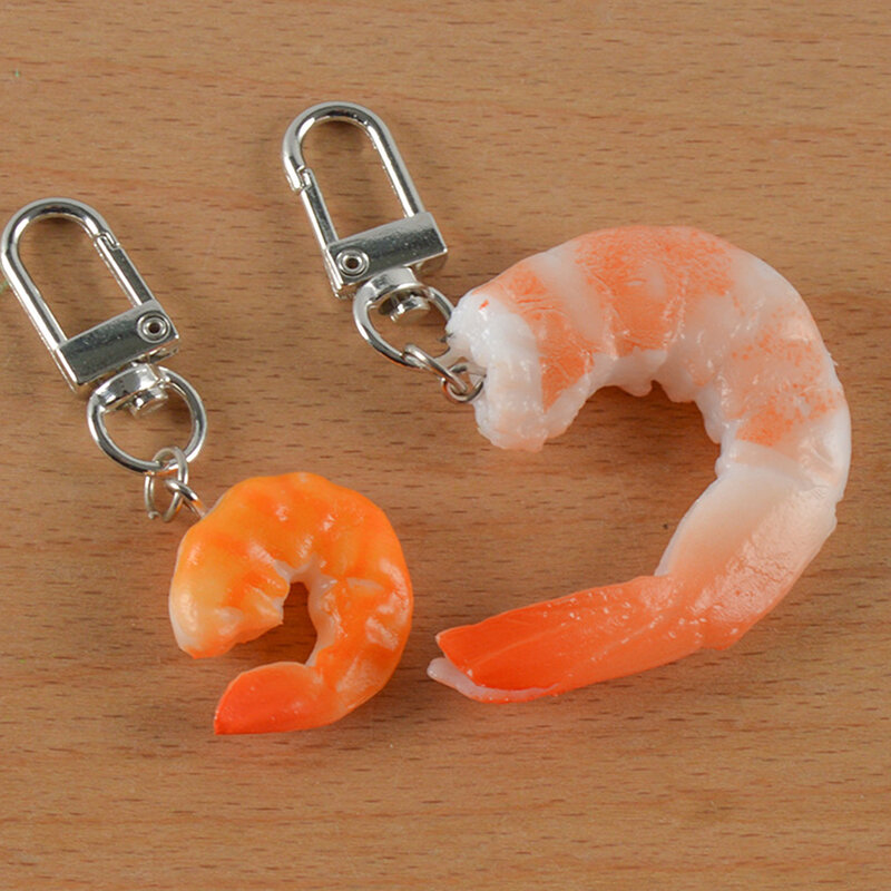 Porte-clés drôle de simulation de crevette en PVC pour femmes et filles, porte-clés animal marin, jouet d'enfant, ornement de sac à dos, accessoires de bijoux