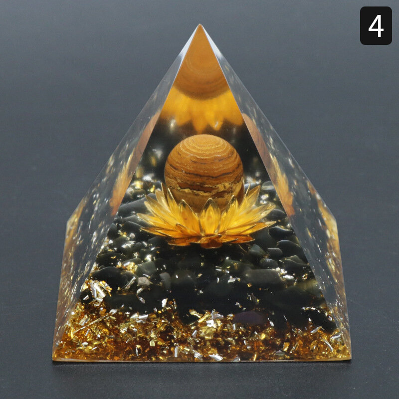 6cm Natural amethyst Stone Lotus flower Pyramid Crystal Energy Generator Healing Reiki Chakra Meditation Office Ornaments Crafts