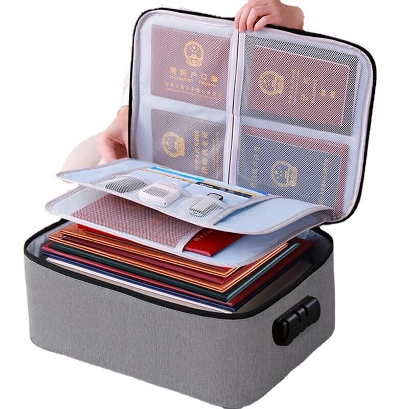Bolsas de viaje con cerradura de contraseña para el hogar, bolso de almacenamiento de archivos con certificado minimalista, bolsa de tela Oxford, accesorios de viaje