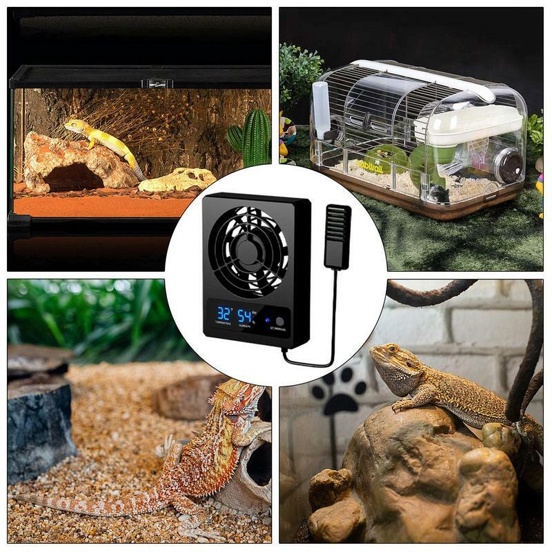 Kipas ventilasi untuk kandang reptil kipas pendingin pintar dengan tampilan LED angin kuat kebisingan rendah untuk reptil ular