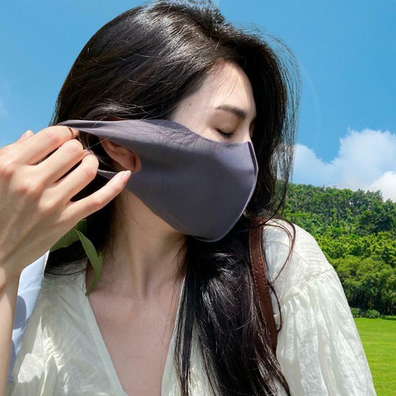 Mascarilla de seda de hielo UPF 50 + para mujer, Máscara protectora solar transpirable, Anti-UV, para ciclismo, para exteriores, ajustable, 2024