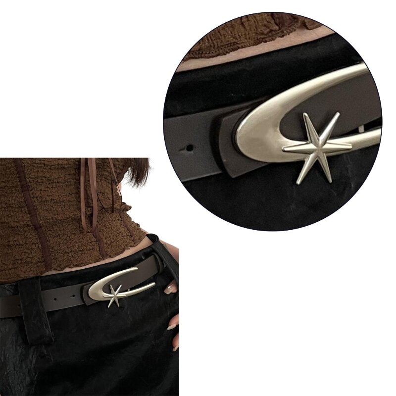 Cintura per pantaloni formali per adolescenti per cintura da donna con fibbia a stella in lega