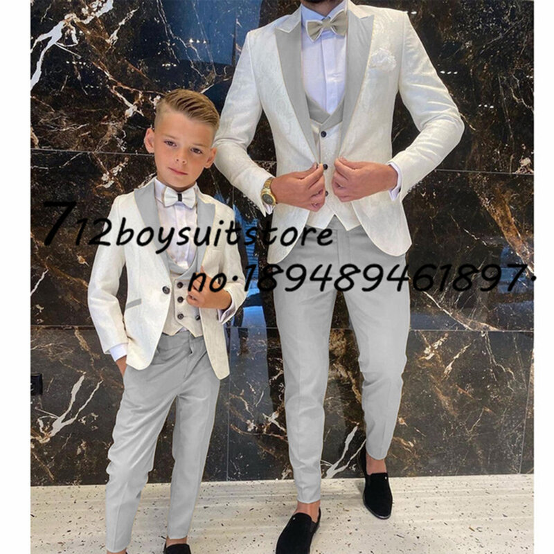 Floral Boy Suit Wedding Tuxedo Jacket Pants Vest Three-Pieces Set Formal Kids Blazer Clothes костюм для мальчика