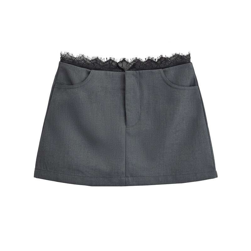 Czarne krótka spódniczka dla kobiet letnie ubrania damskie 2024 spódnica ołówkowa y2k koreańska spódnica koronka japońska mikro spódnice kawaii