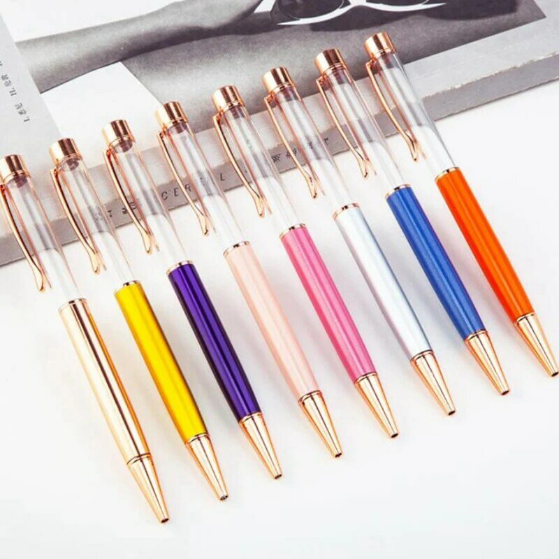 Bolígrafos flotantes de tubo vacío de colores para bricolaje, construcción de sus bolígrafos de arena líquida favoritos, bolígrafos de cristal de diamante, 16 piezas