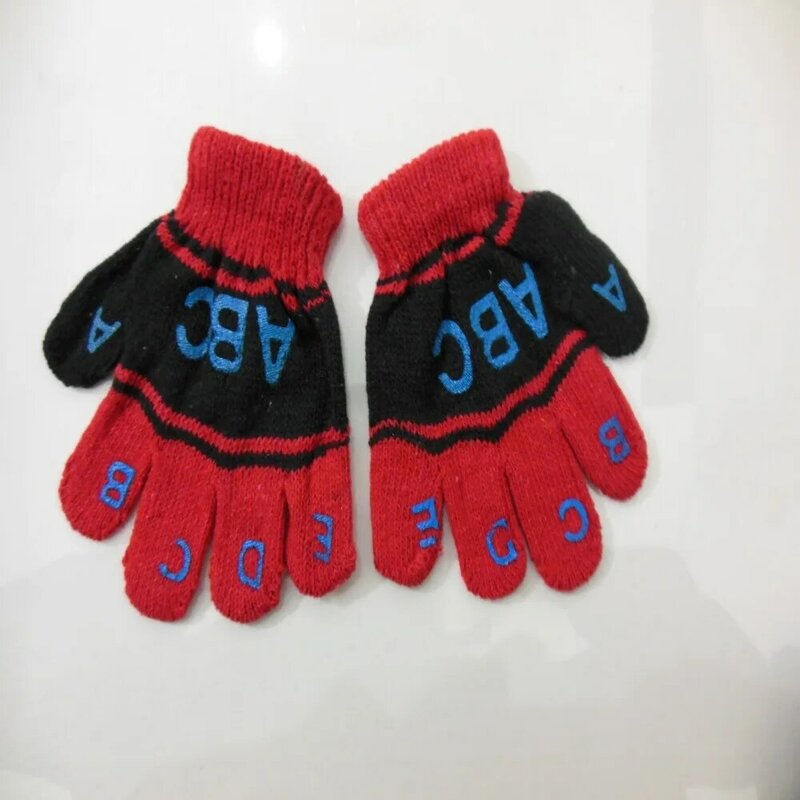 Lovely Children's Knitted Gloves New Acrylic Fiber Letter Printing Cartoon Printed Gloves Knitted Woolen Gloves