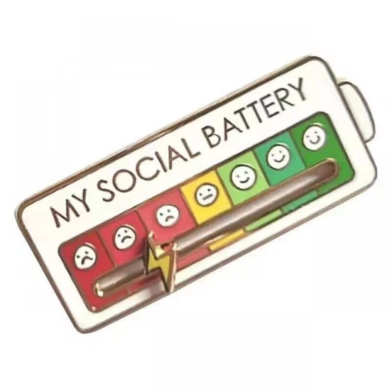 My Social broche de conversión de estado de ánimo de batería, Pin de esmalte, rastreador de estado de ánimo, insignias de Metal, broche para mochila, accesorios de joyería, alfileres de regalo