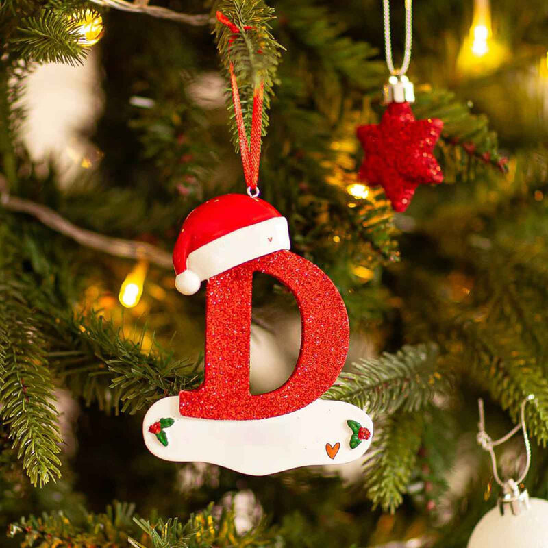 Dekorasi pohon Natal, liontin huruf 26 huruf rumah liburan akrilik DIY liontin dekorasi Natal 2022 ornamen dekorasi Tahun Baru