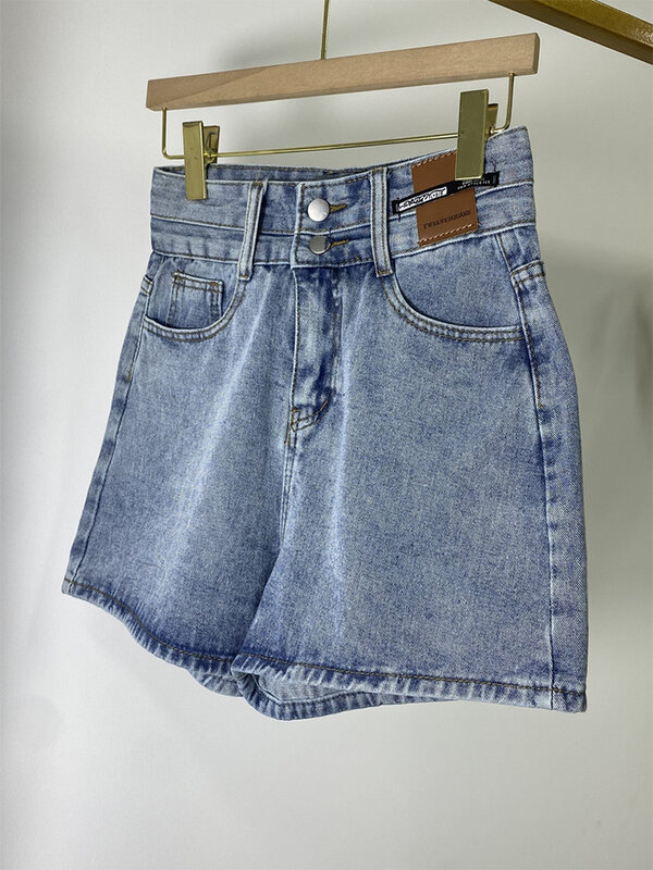 Shorts jeans largos de cintura alta para mulheres, jeans vintage feminino, streetwear casual de harajuku, moda coreana, verão, 2023