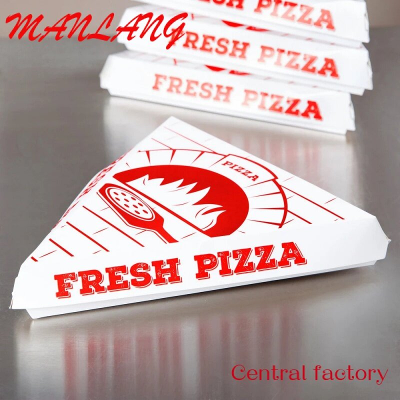 Papierowe pudełka do pakowania na pizzę niestandardowe biodegradowalne jednorazowe trójkątne pudełko kawałek pizzy z pojemnik na jedzenie