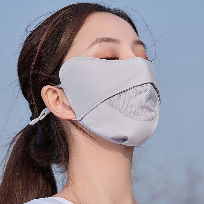 Protetor Facial Anti-UV para Mulheres, Monocromático, Seda Gelo, Proteção Solar, Máscara Facial de Verão, Mini Máscara, Chapéus de Sol