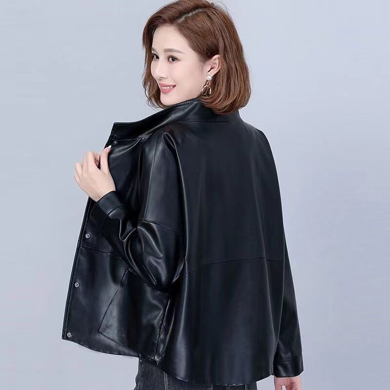 Wysokiej jakości kurtka ze skóry sztucznej damski 2024 wiosenny i jesienny nowy krótki koreański płaszcz Outwear sztuczny kożuch luźne bluzki damskie