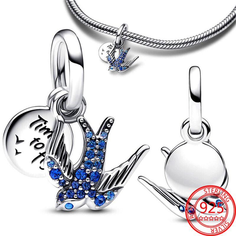 Nieuwe 925 Sterling Zilveren Kolibries En Zwaluwen Hanger Charme Kraal Fit Originele Pandora Armband Trinket Diy Vrouwen Sieraden