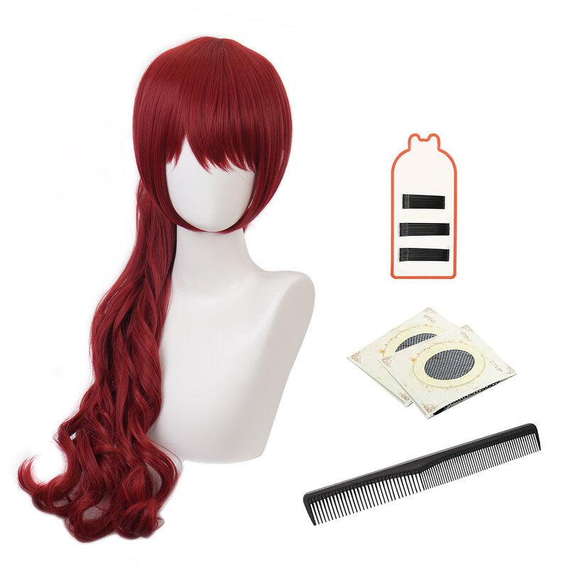 HOLOUN P5 Game Kasumi Yoshizawa Cosplay Wig Rose Net Synthetic Fiber Adjustable Size Black Heat Resistant Cap Comb