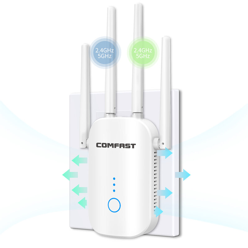 1200Mbps dwuzakresowy 2.4G i 5GHz wzmacniacz sygnału wi-fi 802.11AC wzmacniacz sygnału WiFi potężny Router bezprzewodowy/AP AC1200 Wlan wzmacniacz zakresu Wi Fi