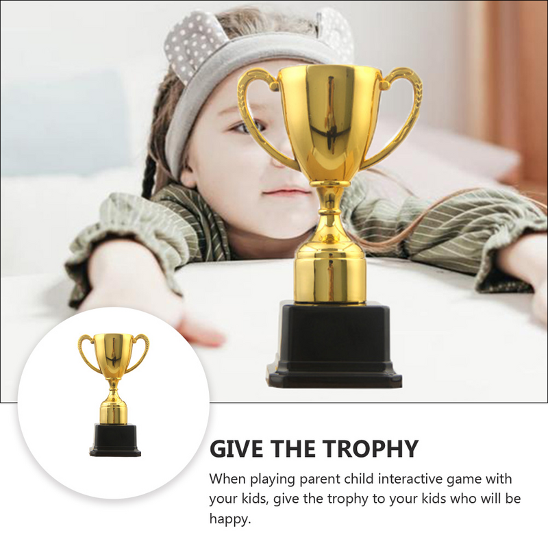 Plastikowe trofeum z nagrodą dla dzieci z plastikową nagrodą puchar szkolny, nagradzanie Mini trofeum do domu dla dzieci, złota zabawka, ozdobna