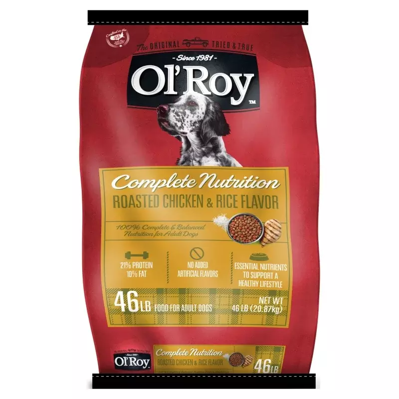 Ol' Roy Complete Nutrition pollo tostado y arroz sabor comida seca para perros, bolsa de 46LB