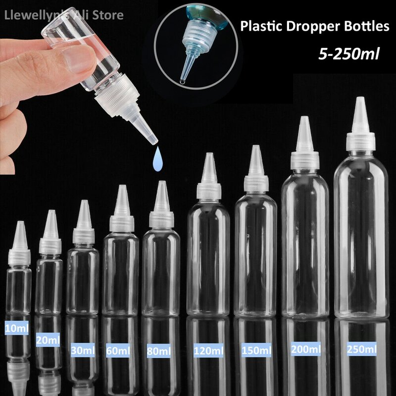 プラスチックアイボトル5-250ml,スプレーボトル,ネジキャップ付き,透明,液体,水耕ボトル,顔料容器
