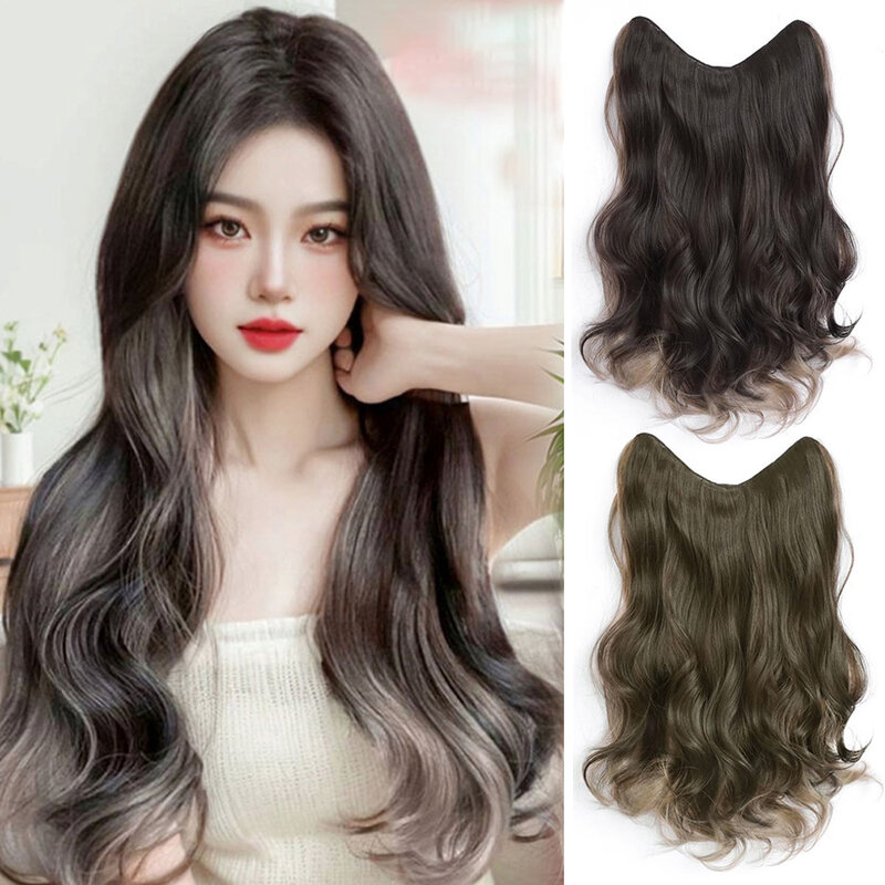 Fashion Spot Dyed Wig Piece Paris Painted Dyed Green Wood Gray Long Hair Natural One Piece Curly Wig Piece