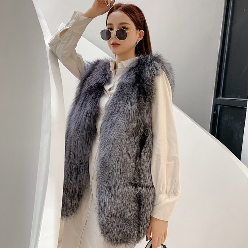 2023 High-Quality Coat Ladies Winter Natural Fox Fur Leather Grass Vest  Fashionable Feminine Clothes