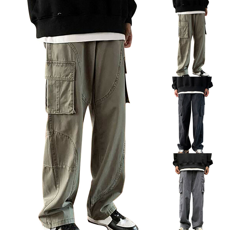 Calça casual masculina de bolsos múltiplos, hip-hop, tendência juvenil, moda masculina que combina com tudo, moda verão, venda quente, 2024