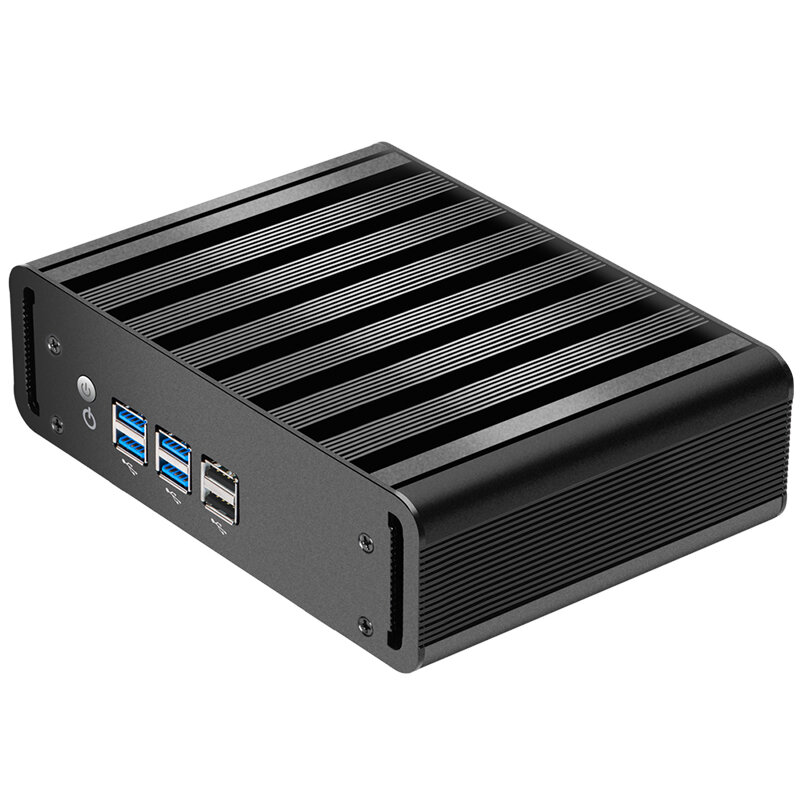 Helorpc Fanless Industrial Mini PC with 1LAN 8USB  8G 128G DDR3  Support Windows7/8/10 Linux  Pfense Firewall Office Computer