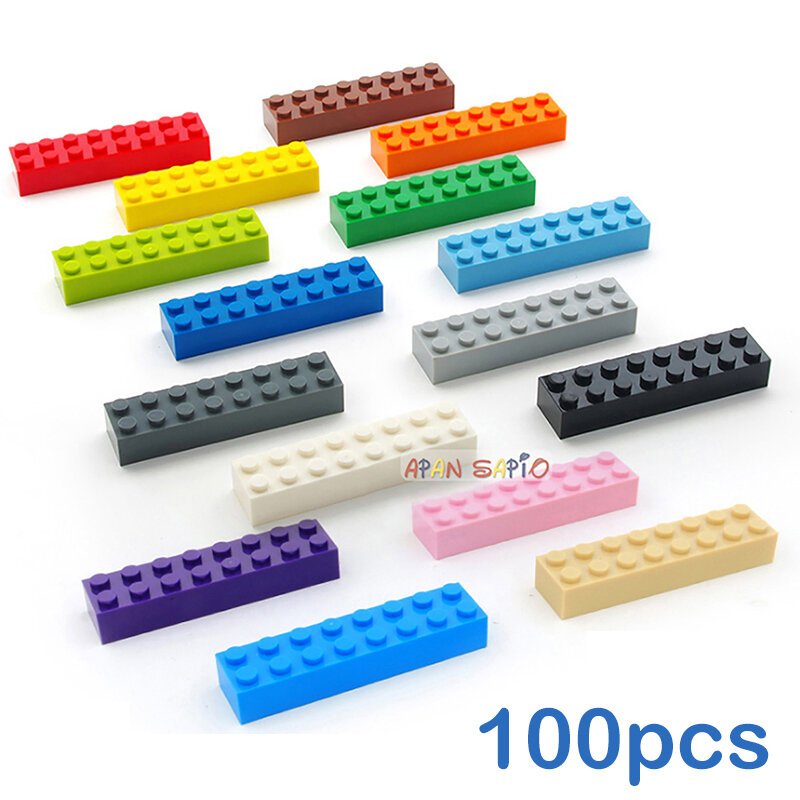 100 buah blok susun plastik tebal 2x8 DIY mainan kreatif edukasi untuk anak-anak angka batu bata plastik kompatibel dengan pilihan 3007