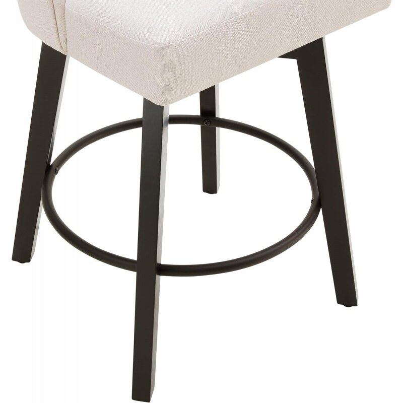 Obrotowe stołki barowe o wysokości licznika z oparciem, wysokość siedziska 26 "H tapicerowane tkaniny stołki barowe na wyspę kuchenną, zestaw 2, materiał w