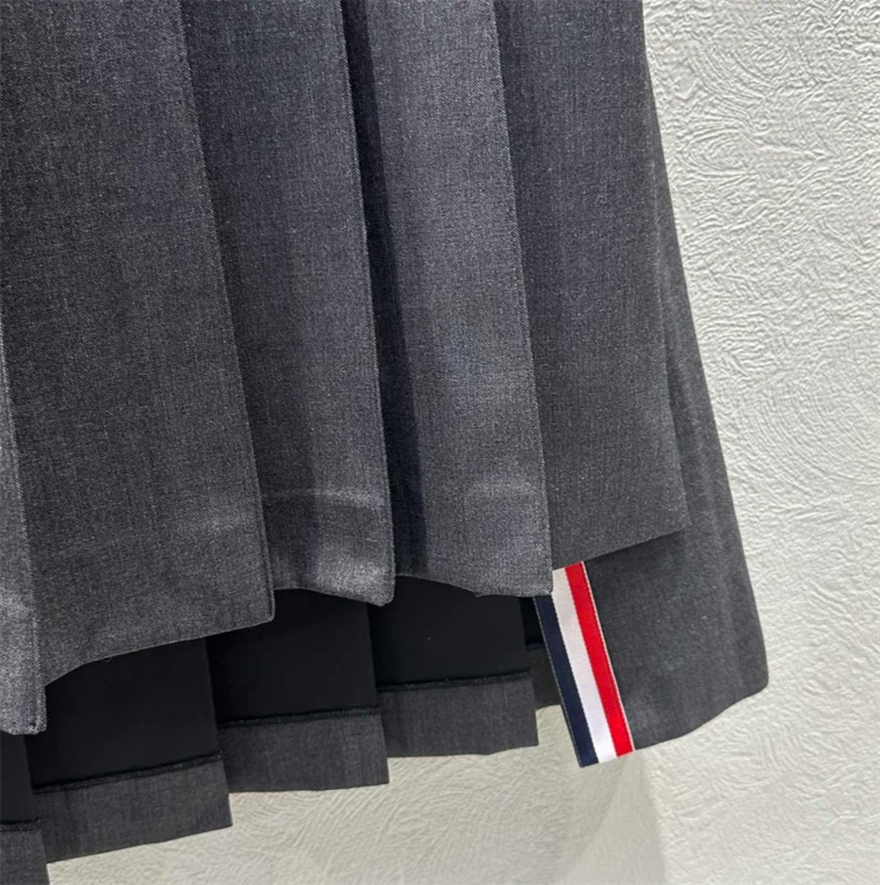 Jupes longues plissées grises pour femmes, créateur de marque, haute qualité, nouveauté, 2024