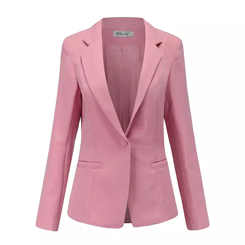 Large size spring and autumn new style high-quality fashion temperament slim-fit small  female jacket button suit casual