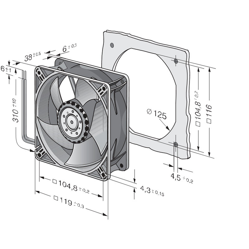 Refroidisseur de ventilateur ORIGINAL, 4418 M 4418 M DC 48V, 119x119x38mm, neuf