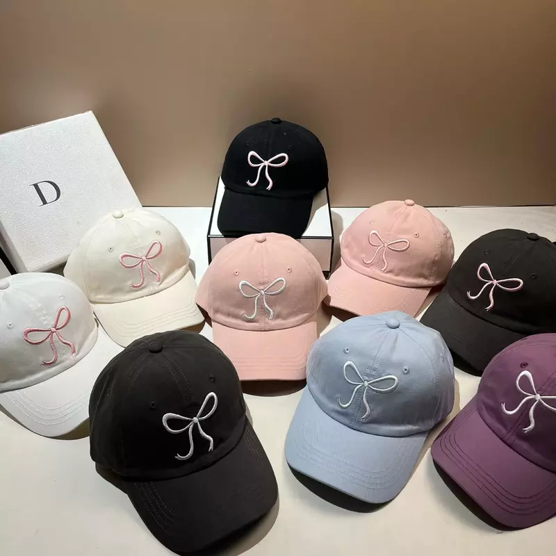 2024 Trendy Bow Embroidery Baseball Cap Sweet Beautiful Women's Hat Adjustable Fashion Hip Hop Cap Outdoor Travel Caps