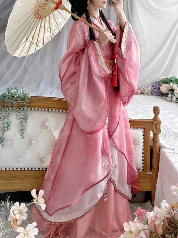 Conjunto completo de ropa china para mujer, bordado, estampado, Han
