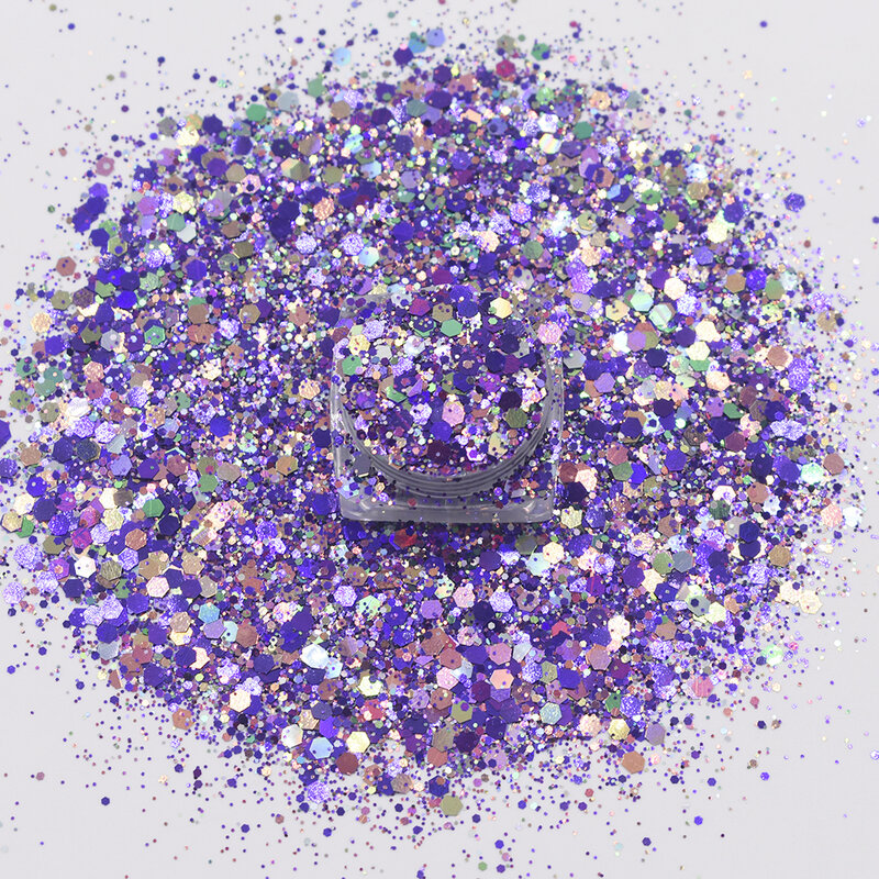 10 g/worek syrenka Nail Art Glitter Mix rozmiar Chunky-Hexagon laserowe cekiny błyszczące kameleon Manicure płatki dekoracji akcesoria