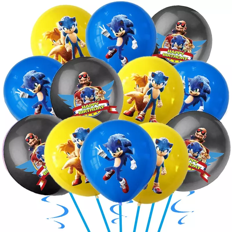 Ensemble de ballons en latex Sonic Kasgehog pour enfants, décorations d'anniversaire, décor de fête préChristophe, cadeaux