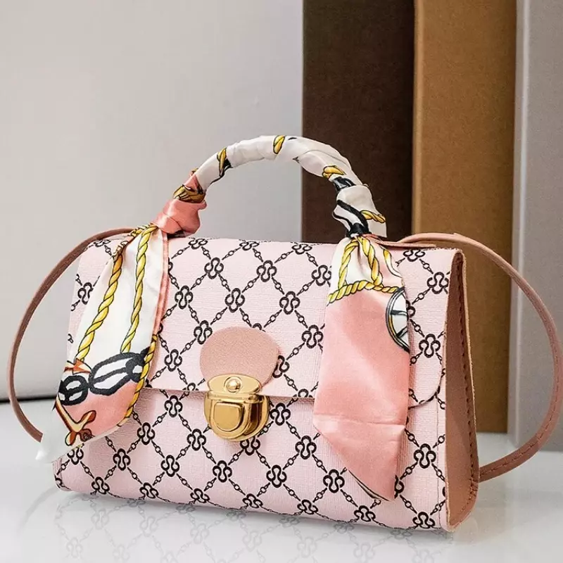 Tote with Scarf Bag Summer PU Leather Printing Shoulder Crossbody Cell Phone Square Bag for Women