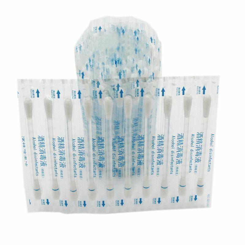 E1YE Disposable Swabs Tips Cotton Swabsticks Clean Ear Nose Belly Body Piercings Sanitary Care Individually Wrapped