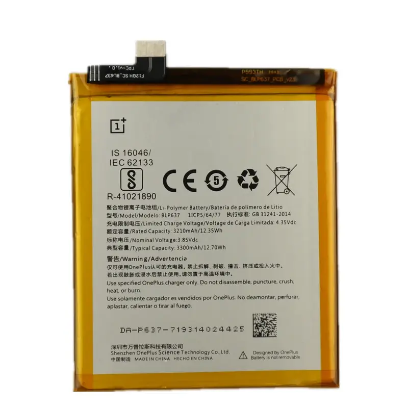 Bateria Original para OnePlus 5, BLP637, 100% Genuíno Bateria De Substituição Do Telefone, Ferramentas para OnePlus 5 5T, 3300mAh, 2023 anos
