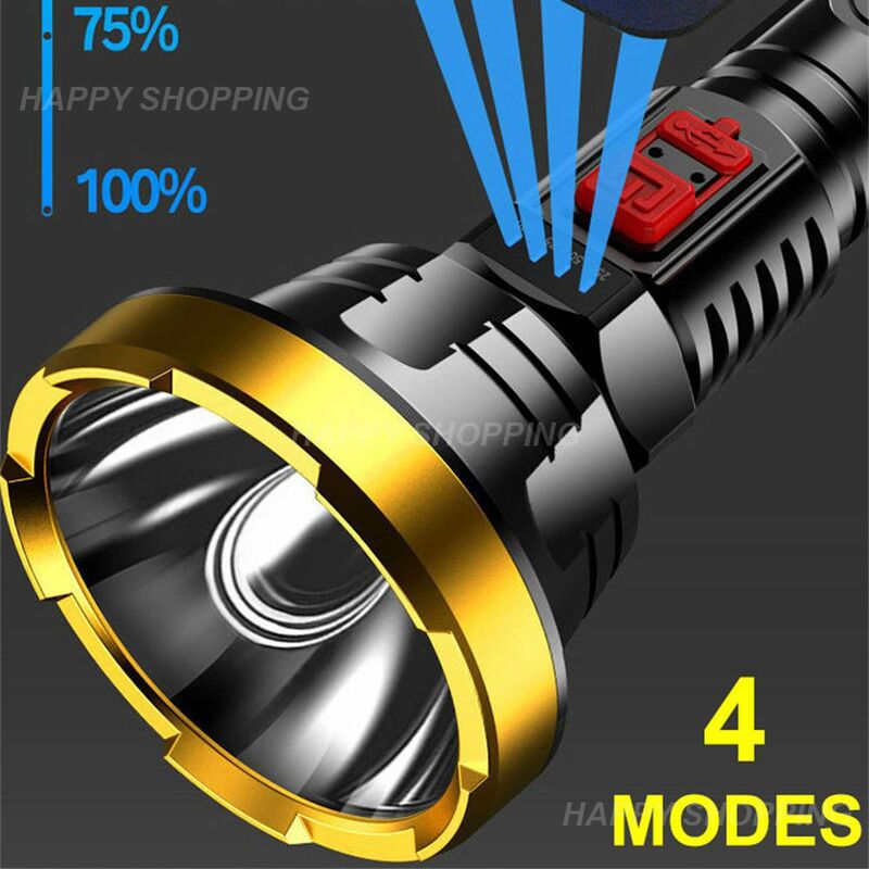 Super Bright LED Flashlight Tactical Flash light Waterproof Buit-in battery Camping Light usb Rechargeable