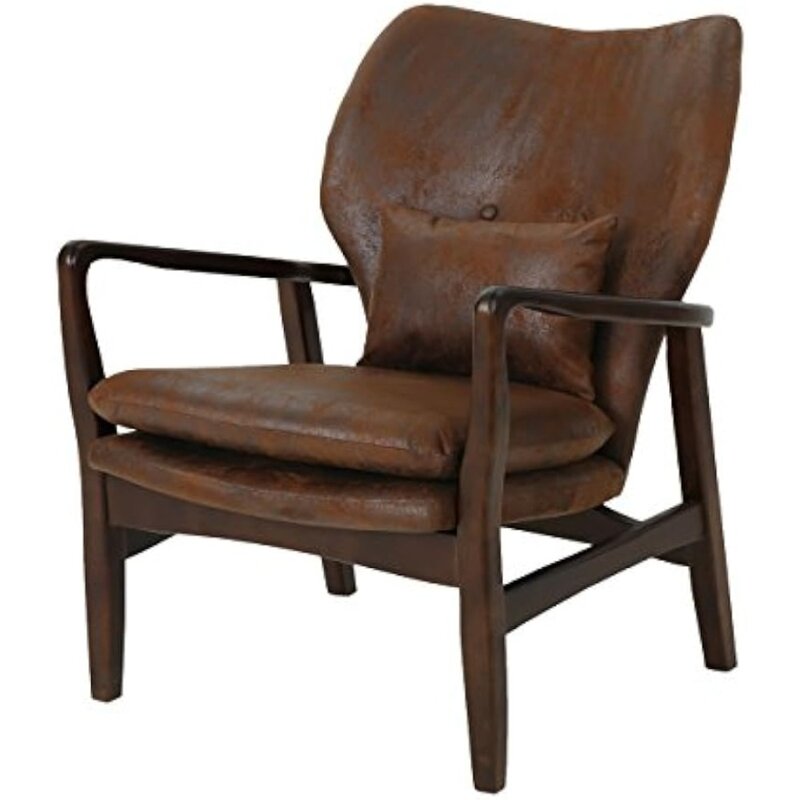 เก้าอี้คลับสไตล์คริสโตเฟอร์อัศวินแห่งศตวรรษกลางทันสมัยทำจากผ้าสีน้ำตาลและสีเข้ม31.25D x 26.25W x 32.75H นิ้ว