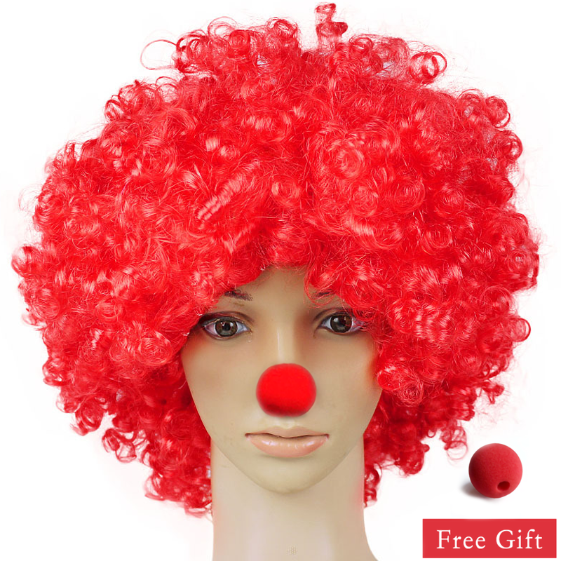 Colorful Bouffant Curly Clown Wig Clown Nose Cosplay Hair For Birthday Christmas New Year Disco Adult Party Kids Gift Supplies