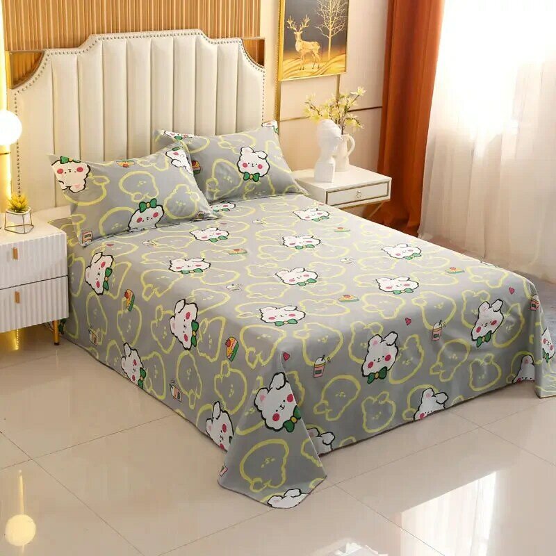 Plus Size Broken Flowers Simplicity Bed Sheet Set Smooth Feel Double People Queen King Bedsheets Set with Pillows Case