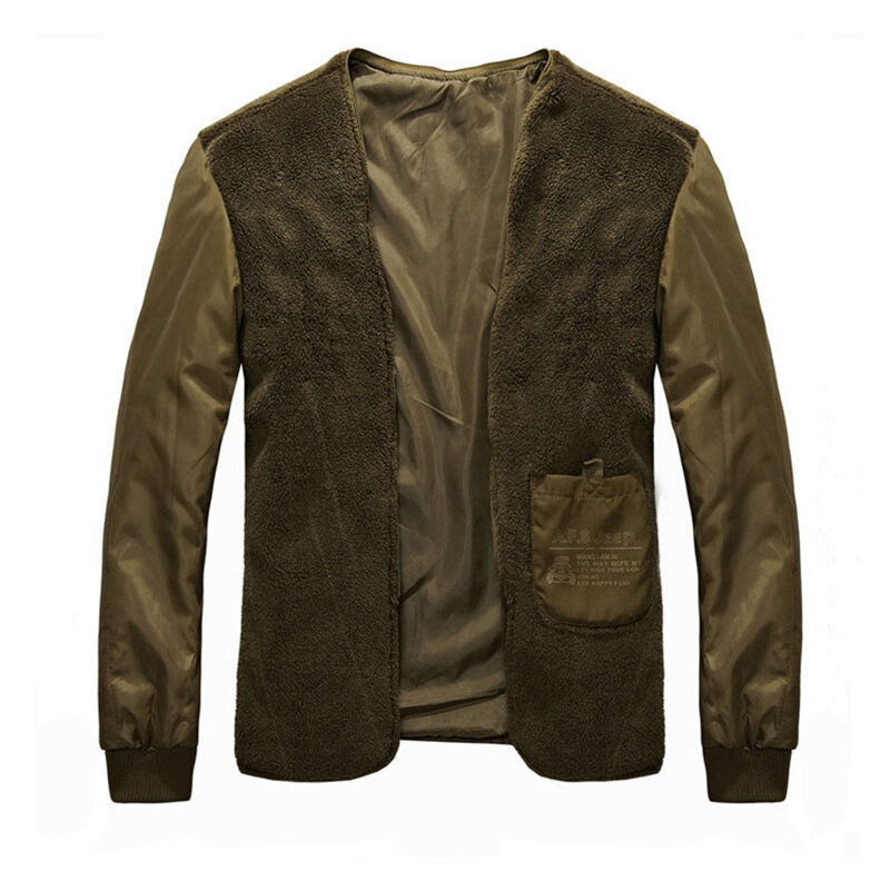 เสื้อแจ็คเก็ตผ้าขนแกะหนาสำหรับผู้ชาย, เสื้อแจ็คเก็ตผ้าขนแกะไซส์ใหญ่ TF1358 4XL สำหรับฤดูหนาว